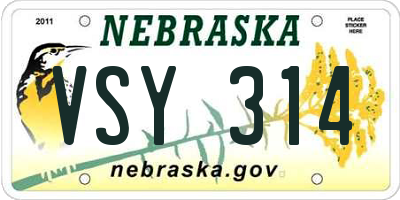 NE license plate VSY314