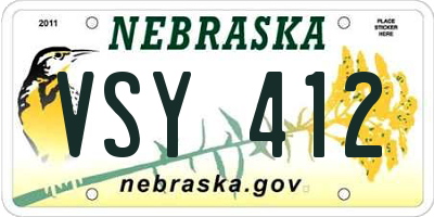 NE license plate VSY412