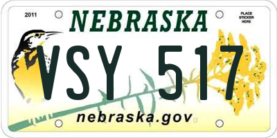 NE license plate VSY517