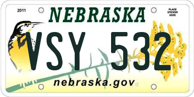 NE license plate VSY532