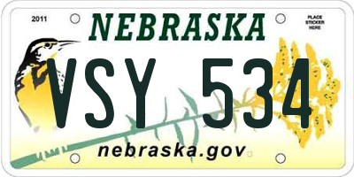 NE license plate VSY534