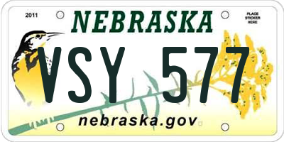 NE license plate VSY577