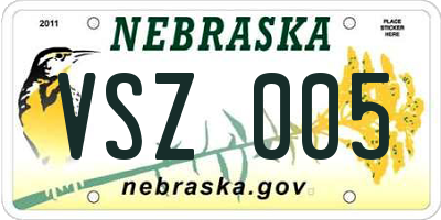 NE license plate VSZ005