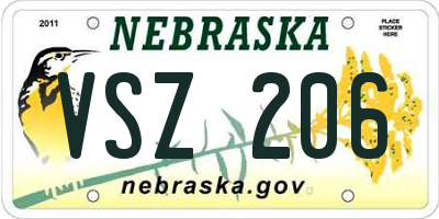 NE license plate VSZ206