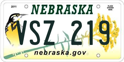 NE license plate VSZ219