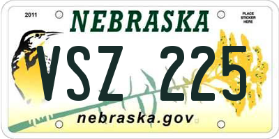 NE license plate VSZ225