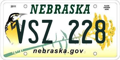 NE license plate VSZ228