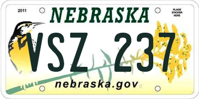 NE license plate VSZ237