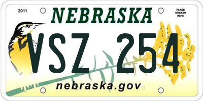 NE license plate VSZ254