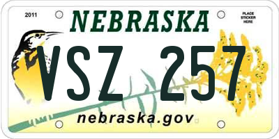 NE license plate VSZ257