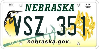 NE license plate VSZ351