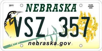 NE license plate VSZ357