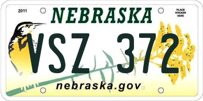 NE license plate VSZ372