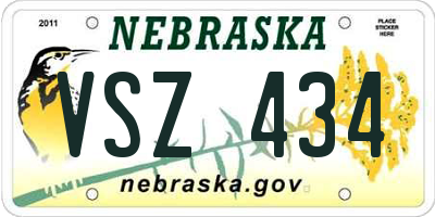 NE license plate VSZ434