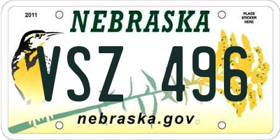 NE license plate VSZ496