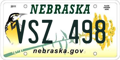 NE license plate VSZ498