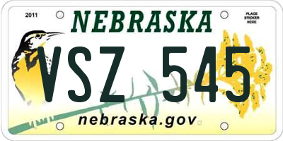 NE license plate VSZ545