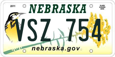NE license plate VSZ754