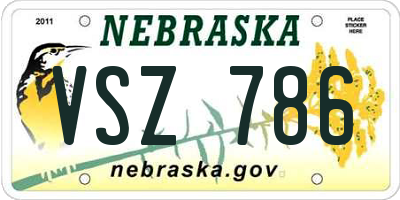 NE license plate VSZ786