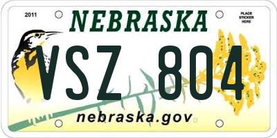NE license plate VSZ804