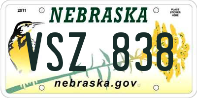 NE license plate VSZ838