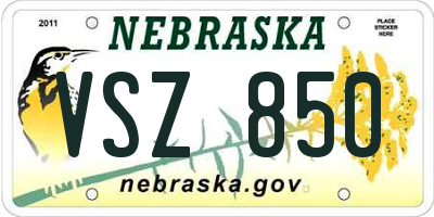 NE license plate VSZ850