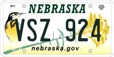 NE license plate VSZ924
