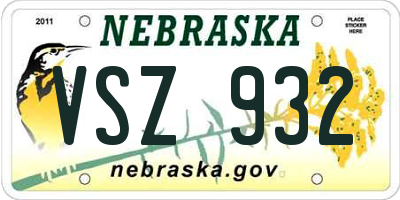 NE license plate VSZ932