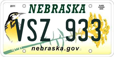 NE license plate VSZ933
