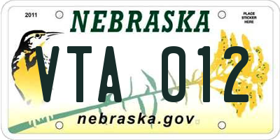 NE license plate VTA012