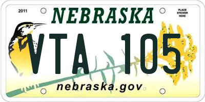 NE license plate VTA105