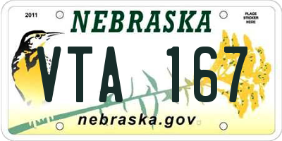 NE license plate VTA167
