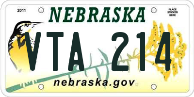 NE license plate VTA214