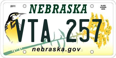 NE license plate VTA257