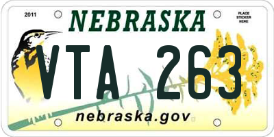 NE license plate VTA263