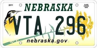 NE license plate VTA296
