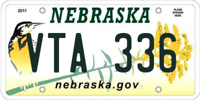 NE license plate VTA336