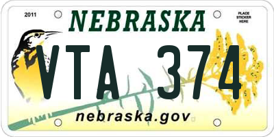 NE license plate VTA374