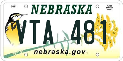 NE license plate VTA481
