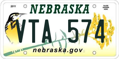NE license plate VTA574