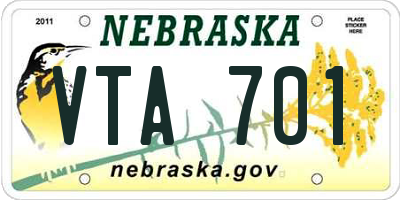 NE license plate VTA701