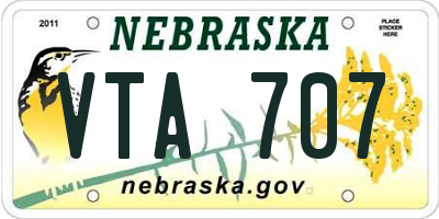 NE license plate VTA707