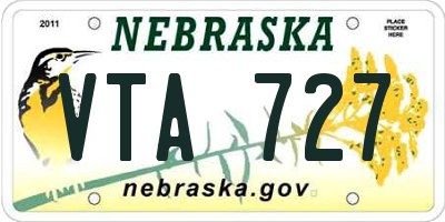 NE license plate VTA727