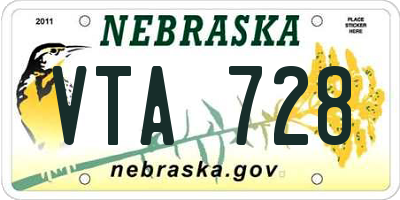 NE license plate VTA728