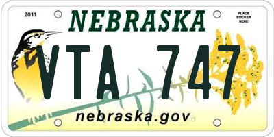 NE license plate VTA747