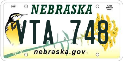 NE license plate VTA748