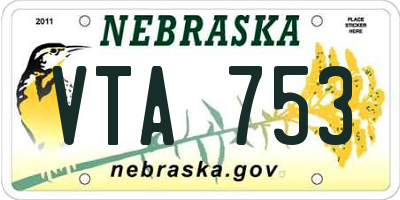 NE license plate VTA753