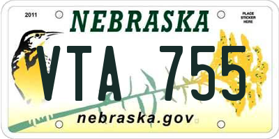 NE license plate VTA755
