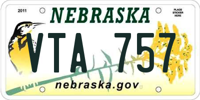 NE license plate VTA757