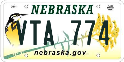NE license plate VTA774